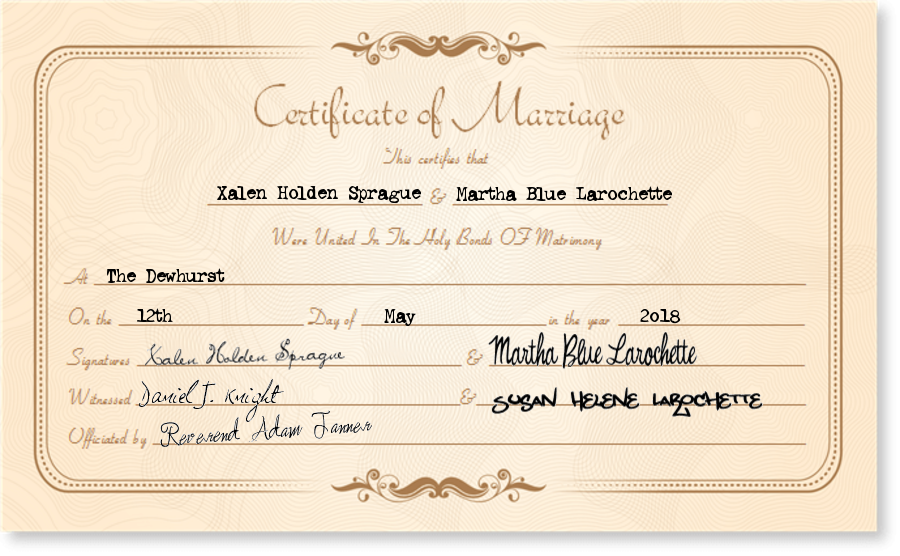 xalen marty marriage certifiate
